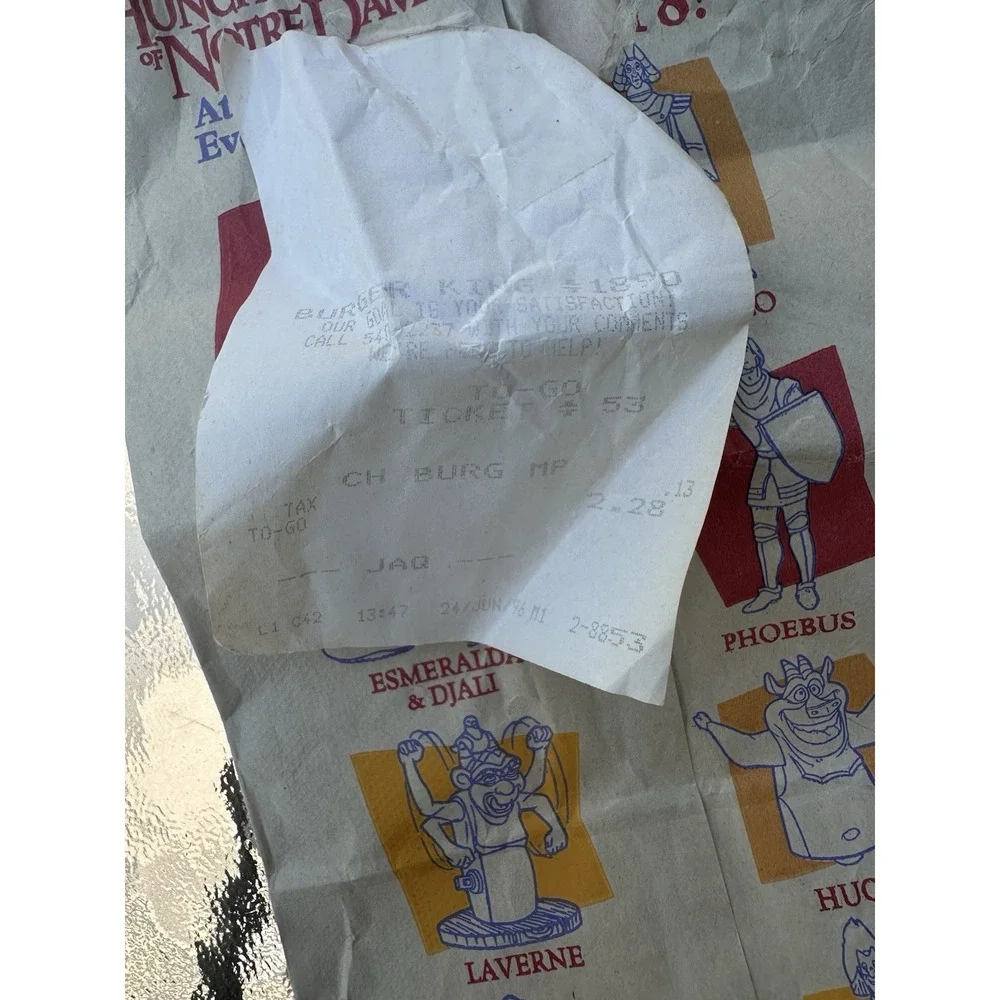 1996 BURGER KING HUNCHBACK OF NOTRE DAME HUGO GARGOYLE TOY SEALED + BAG RECEIPT